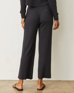 MONROW Waffle Crop Lounge Sweat FADEDBLACK Discount